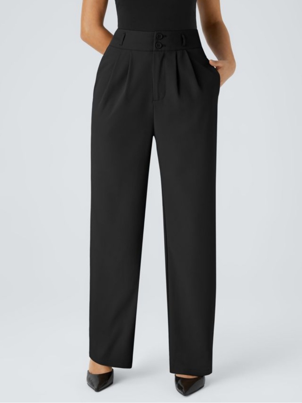 NWT Halara Flex High Waisted Zipper Pocket Shirred Straight Leg Work Medium Tall